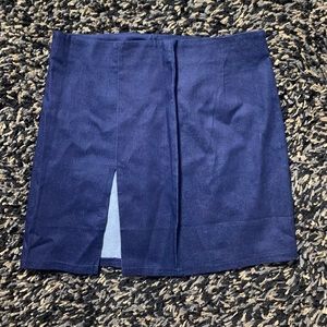 Fashion Nova Blue Denim Mini Skirt with Side Slit – Size Medium